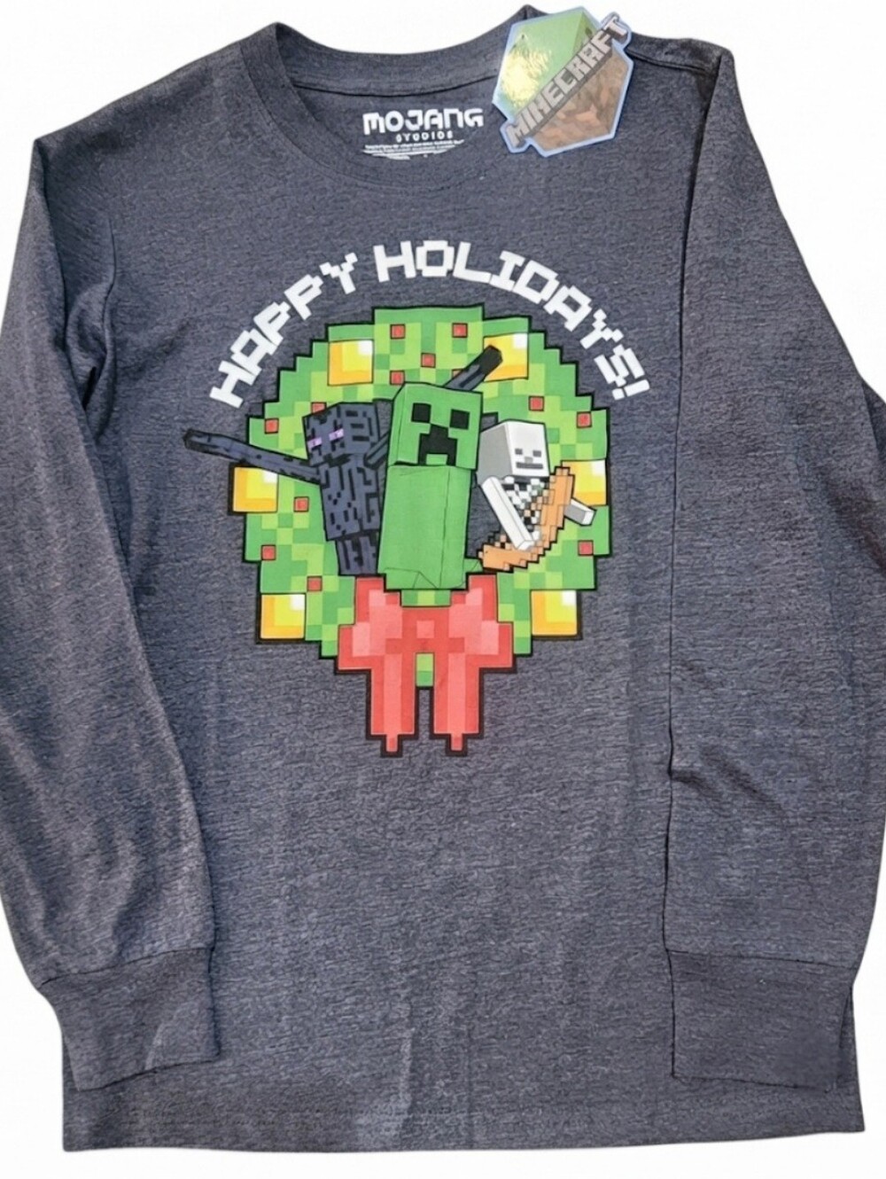 NWT Minecraft Holiday Long Sleeve Shirt & Sweatshirt Lot Boys Large - Picture 4 of 5